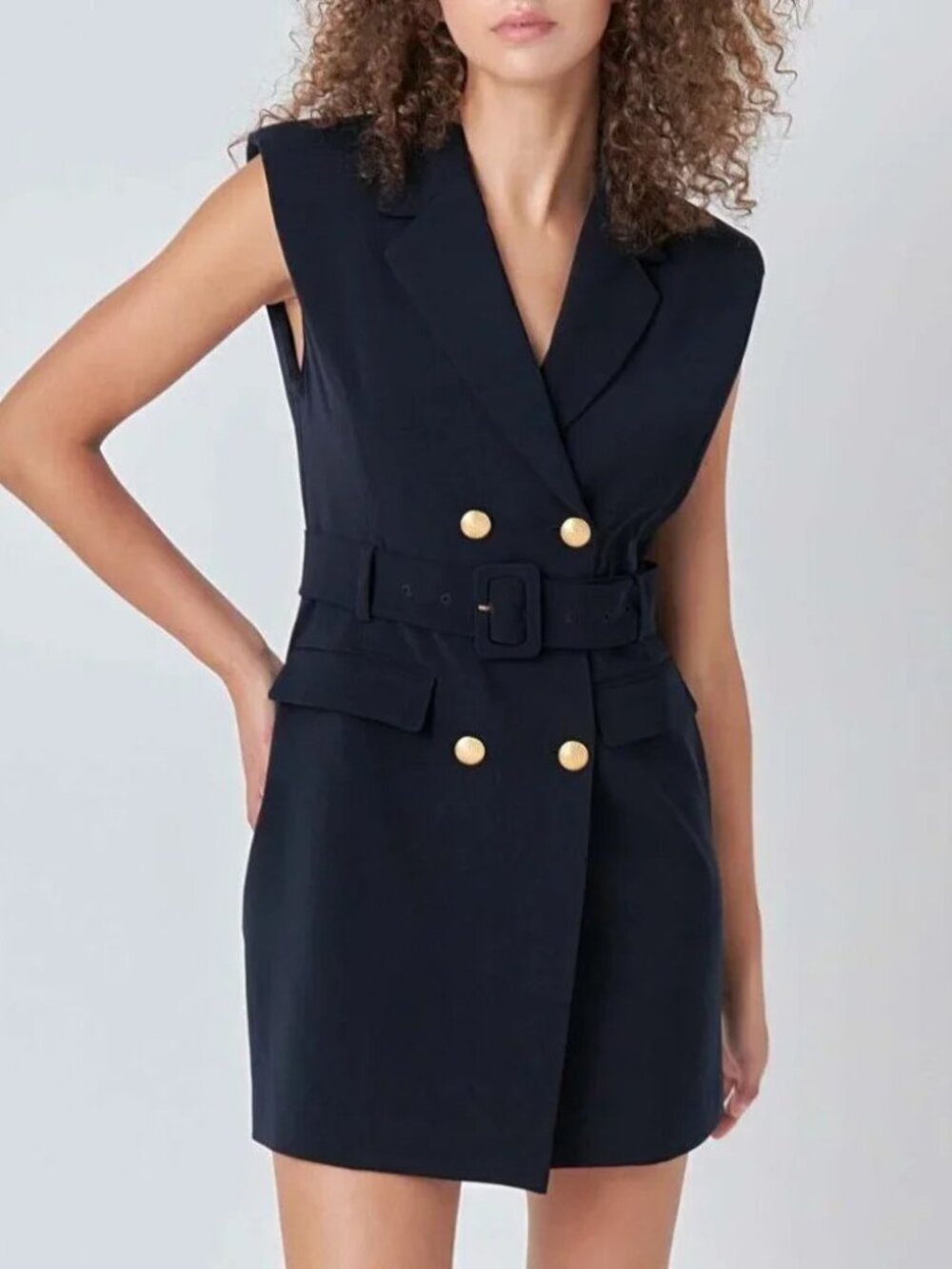 *New Endless Rose Gold Button Blazer Dress Navy S $139